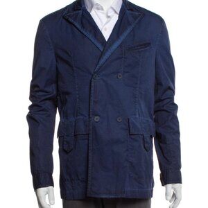 Bottega Veneta Mens Spread Collar Jacket in Blue; Size US40/IT50